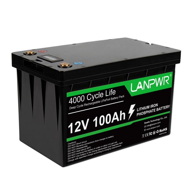 LANPWR 12V 100Ah LiFePO4 Lithium Battery Pack Backup Power Supply 1280Wh