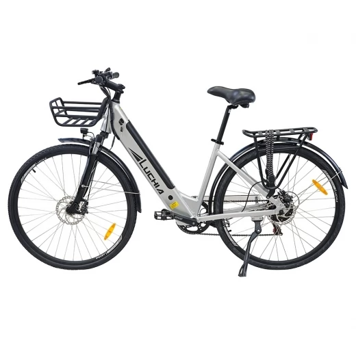 Luchia ARTURO City Electric Bike, 250W Motor, 10Ah Battery, 25km/h Max Speed, 65km Range - Grey