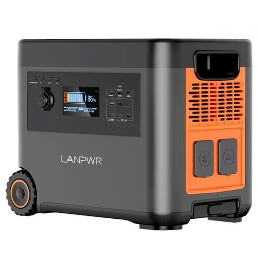 

LANPWR Portable Power Station, 2160Wh LifePo4 Solar Generator, 2500W AC Output, 15W Wireless Charging, 14 Outlets