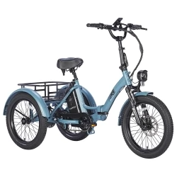 FAFREES F20 Mate Electric Tricycle Cargo, 500W Brushless Motor, 48V/18.2Ah Battery, 20*3.0-inch Fat Tires - Blue