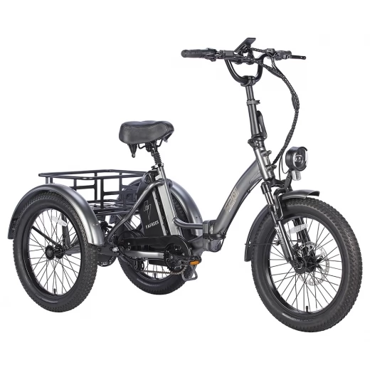 

FAFREES F20 Mate Electric Tricycle Cargo, 500W Brushless Motor, 48V/18.2Ah Battery, 20*3.0-inch Fat Tires - Grey