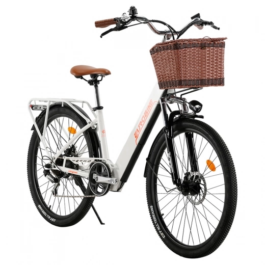 

EUROBIKE Cityrun-26 Electric Bike, 26'' Tire, 250W Motor, 36V 10Ah Battery, 25km/h Max Speed - White