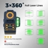 CIGMAN CM-701SE 3x360° 12 Lines Laser Level, Self Leveling, 3D Green Cross Line, with Remote Controller - Blue