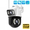 Hiseeu WS318B 4K 6MP Outdoor WiFi Camera, Dual Lens, Double Screen, 2-way Audio, Color Night Vision - Black