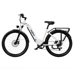 ONESPORT OT05 City Electric Bike, 250W Motor, 36V 18.2Ah Battery, 27.5*2.25-inch Tire, 25km/h Max Speed - White