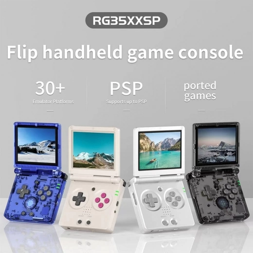 

ANBERNIC RG35XXSP Flip Handheld Game Console, 3.5-inch IPS Screen, No Games Preinstalled - Transparent Black