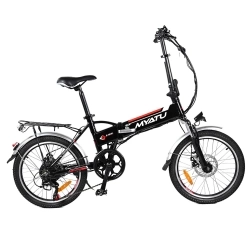 Myatu MYT-20 Foldable Electric Bike, 250W Motor, 36V 10.4Ah Battery, 20-inch Tire, 25km/h Max Speed - Black