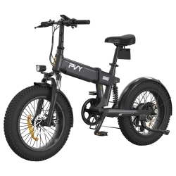 PVY Turbo Electric Bike, 250W Motor, 48V 13Ah Battery, 20*4.0 inch Fat Tires, 25km/h Max Speed - Black