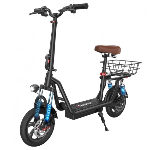 

iScooter i12 Electric Scooter with Seat & Rear Basket, 500W Motor, 36V 7.5Ah Battery, 12-inch Pneumatic Tire