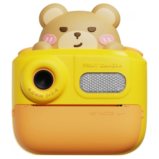 WOWKIDS K64 Kids Instant Print Camera, 48MP Front & Rear Dual Cameras - Yellow Bear