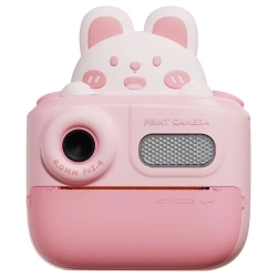 Kids Instant Print Camera WOWKIDS K64, 48MP dubbele camera voor en achter - Pink Rabbit