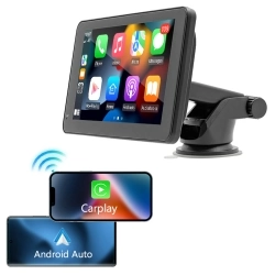 SD7293A 7-inch HD CarPlay Screen, with Bracket, 1024*600P, Mirror Link, Bluetooth 5.0, Voice Assistant - Black