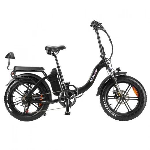 

TESWAY S5 Foldable City Electric Bike, 250W 48V 20Ah 25km/h 110KM 70N.m Shimano 7-Speed, 20*4.0 Inch Fat Tires - Black