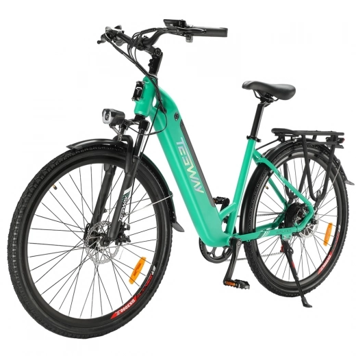 City-Elektrofahrrad TESWAY WALKER, 250W 48V 12Ah 25km/h 90KM Shimano 7-Gang 27,5*2,4-Zoll-Reifen, hydraulische Federung - Grün