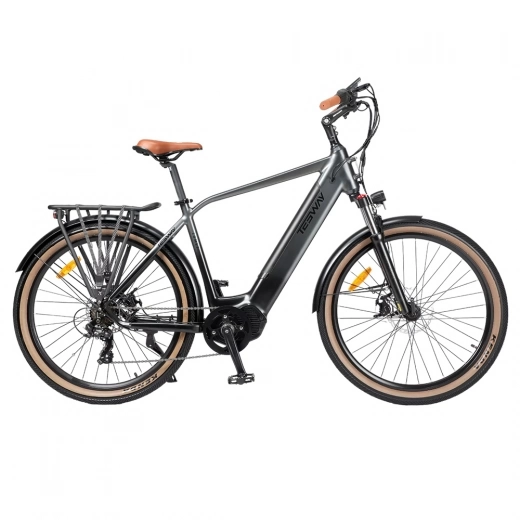 

Mid-Motor E-bike TESWAY COMET-M Step-over Electric Trekking Bike, 500W 55N.M 672Wh 80km 40km/h Torque Sensor 27.5" Tires-Grey