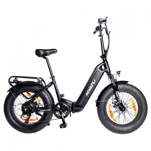 

MYATU MYT-20XD Step-thru E-Bike Trekking Bike, 250W 36V 25AH(900Wh) 25KM/H 100KM 7 Speed 20"*4" Fat Tire, EU-compliant-Black