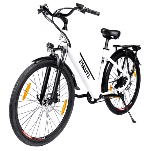 ESKUTE ES-28-SDXK Electric Bike, 250W Motor, 36V 20Ah Battery, 28*1.75-inch Tires, 25km/h Max Speed - White