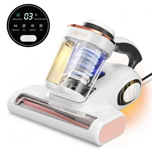 

JIGOO J300 Dual-Cup Bed Vacuum Cleaner for Mattresses with 13KPa Suction, Dust Mite Sensor, Metal Brushroll, 55℃ Hot Air