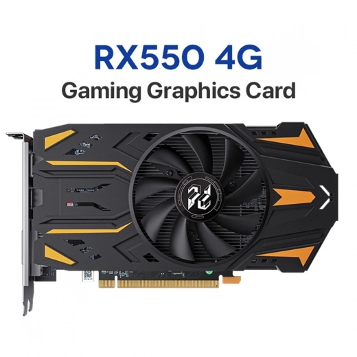 

PELADN RX550 Graphics Card, 4GB GDDR5, 128bits, PCI Express 3.0, HDMI+DP+DVI, Single-fan - Black