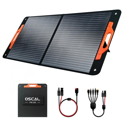 

Blackview Oscal PM100 20V 100W Foldable Solar Panel, IP65 Waterproof, with Type-C QC3.0, USB Output and 5-in-1 Cable