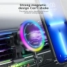 ESSAGER Qi 15W RGB Magnetic Car Phone Holder Wireless Charger, Air Outlet Type - Black