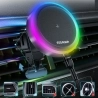 ESSAGER Qi 15W RGB Magnetic Car Phone Holder Wireless Charger, Air Outlet Type - Black