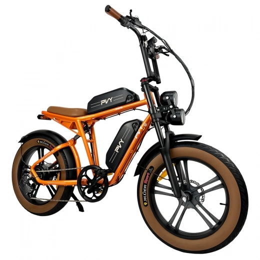 

Mountain Electric Bike PVY X20, 1000W Motor, 48V 30Ah Battery, 20*4.0'' Fat Tire, 50km/h, 200km, 100N.M - Orange