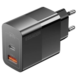 ESSAGER 33W GaN Charger  USB-A   Type-C  PD 3 0 QC 3 0 Fast Charging  Intelligent Charging Protection  for iPhone iPad Xiaomi M