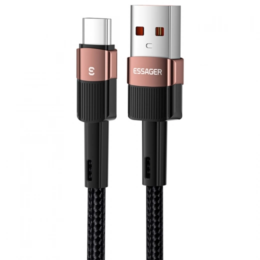 

66W 2m Fast Charge Data Cable ESSAGER, USB-A to Type-C, 480Mbps Transfer Rate, for Huawei OPPO Samsung - Khaki