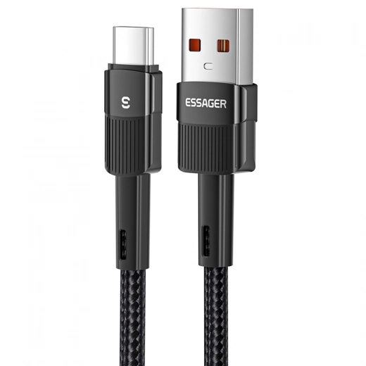 

66W 2m Fast Charge Data Cable ESSAGER, USB-A to Type-C, 480Mbps Transfer Rate, for Huawei OPPO Samsung - Black