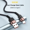 ESSAGER 66W Fast Charge Data Cable  USB-A to Type-C  480Mbps Transfer Rate  for Huawei OPPO Samsung  2m Cable - Black