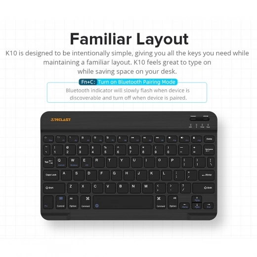 

Bluetooth Keyboard Teclast K10, Compatible with Windows, Android, IOS devices