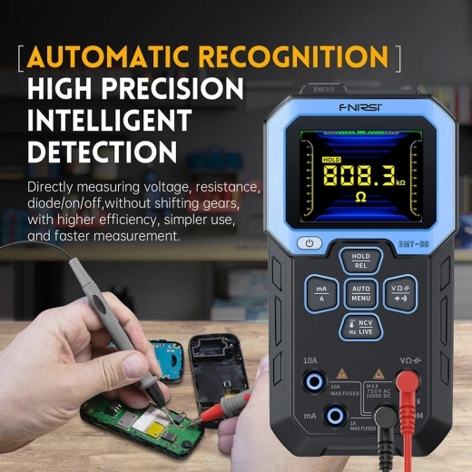 

Handheld Digital Multimeter FNIRSI DMT-99, 10000 Counts, 1000V 10A True RMS, Auto Range, AC DC Voltage Tester