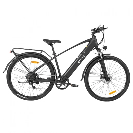 

City Electric Bike DYU C5, 250W Motor, 48V 10AH Battery, 27.5 Inch, 25km/h, 65km, Dual Disc Brakes - Black